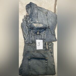 Free People Blue Jean Jacket & Pant SET